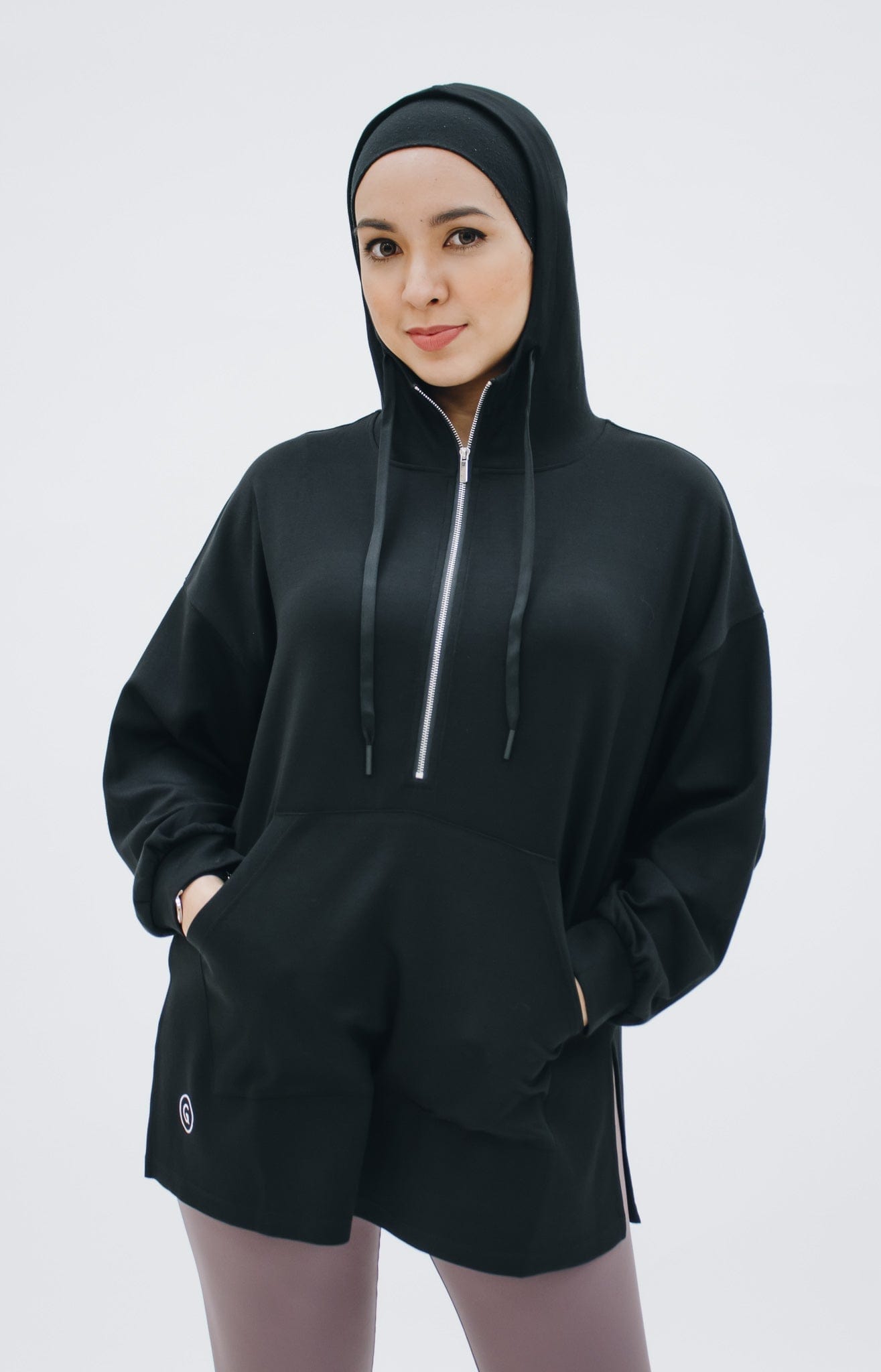 Megàlo 3/5 Sleeve Hoodie - Black – Sculpted