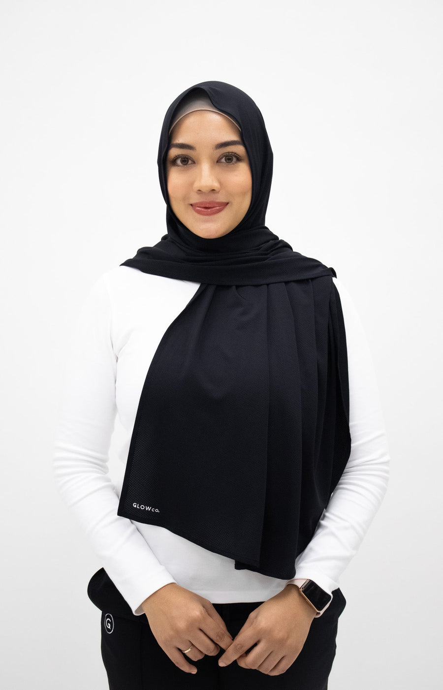 Sports Hijabs GLOWco Exclusive Air Mesh Active Shawl in Black