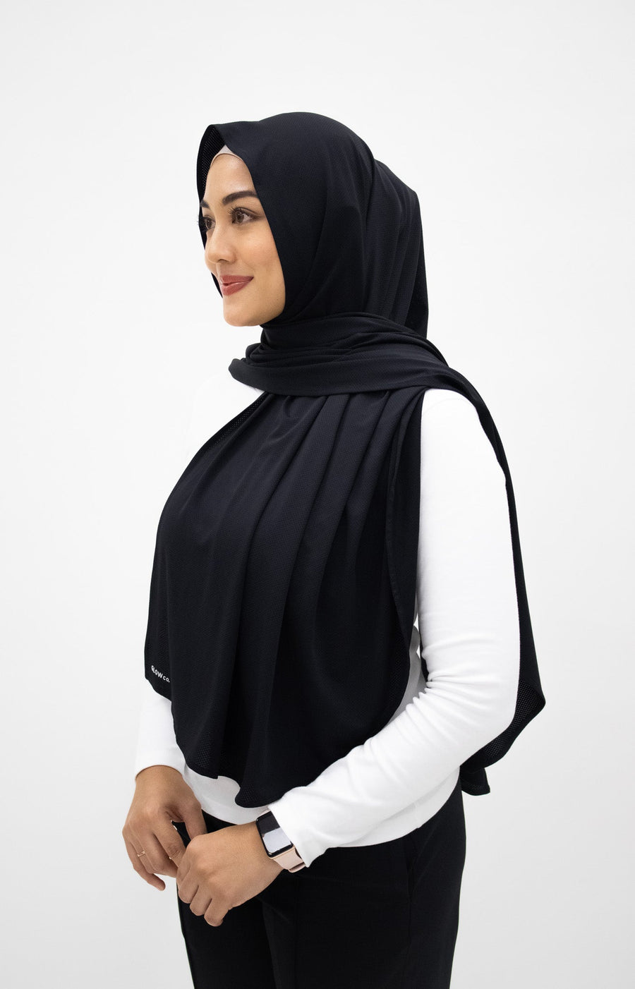 Sports Hijabs GLOWco Exclusive Air Mesh Active Shawl in Black