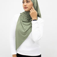 Sports Hijabs GLOWco Exclusive Air Mesh Instant Tri Scarf (With Inner) in Basil Green