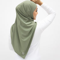 Sports Hijabs GLOWco Exclusive Air Mesh Instant Tri Scarf (With Inner) in Basil Green