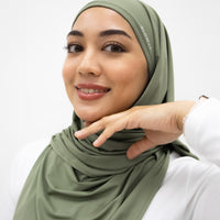 Sports Hijabs GLOWco Exclusive Air Mesh Instant Tri Scarf (With Inner) in Basil Green