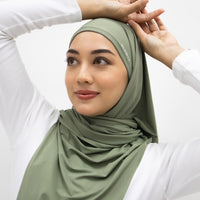 Sports Hijabs GLOWco Exclusive Air Mesh Instant Tri Scarf (With Inner) in Basil Green