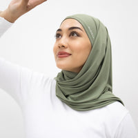 Sports Hijabs GLOWco Exclusive Air Mesh Instant Tri Scarf (With Inner) in Basil Green