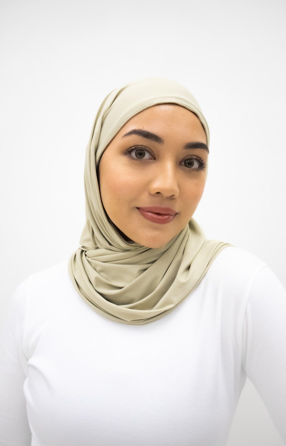 Sports Hijabs GLOWco Exclusive Air Mesh Instant Tri Scarf (With Inner) in Sage Green