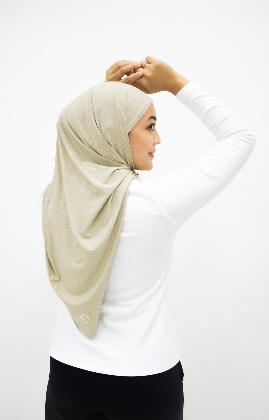 Sports Hijabs GLOWco Exclusive Air Mesh Instant Tri Scarf (With Inner) in Sage Green