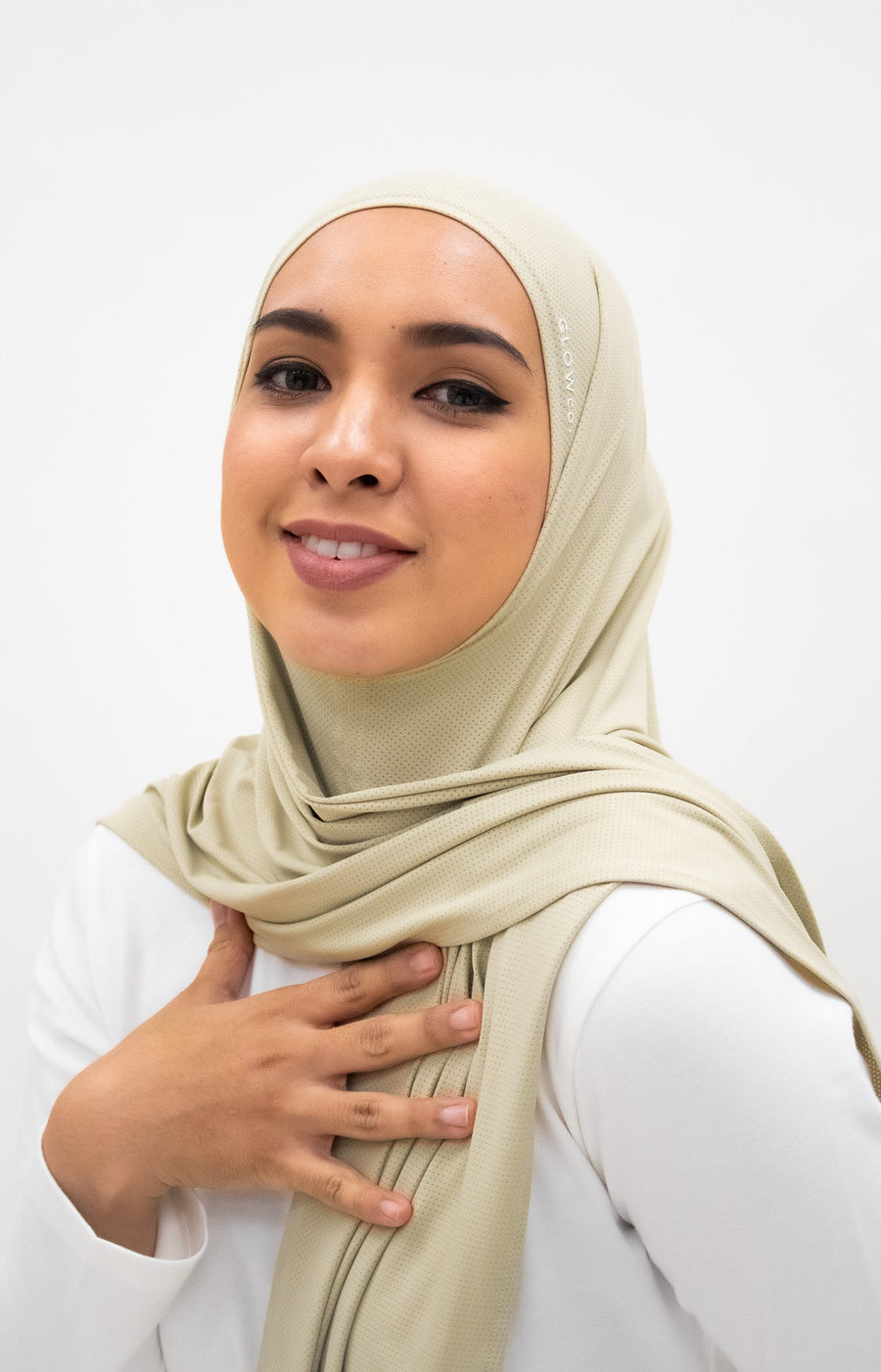 Sports Hijabs GLOWco Exclusive Air Mesh Tri Scarf in Sage Green