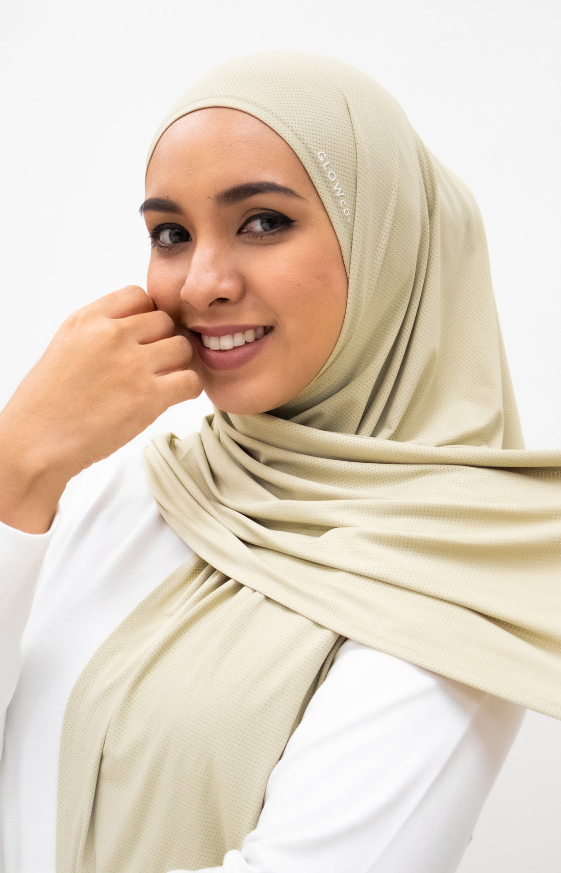 Sports Hijabs GLOWco Exclusive Air Mesh Tri Scarf in Sage Green