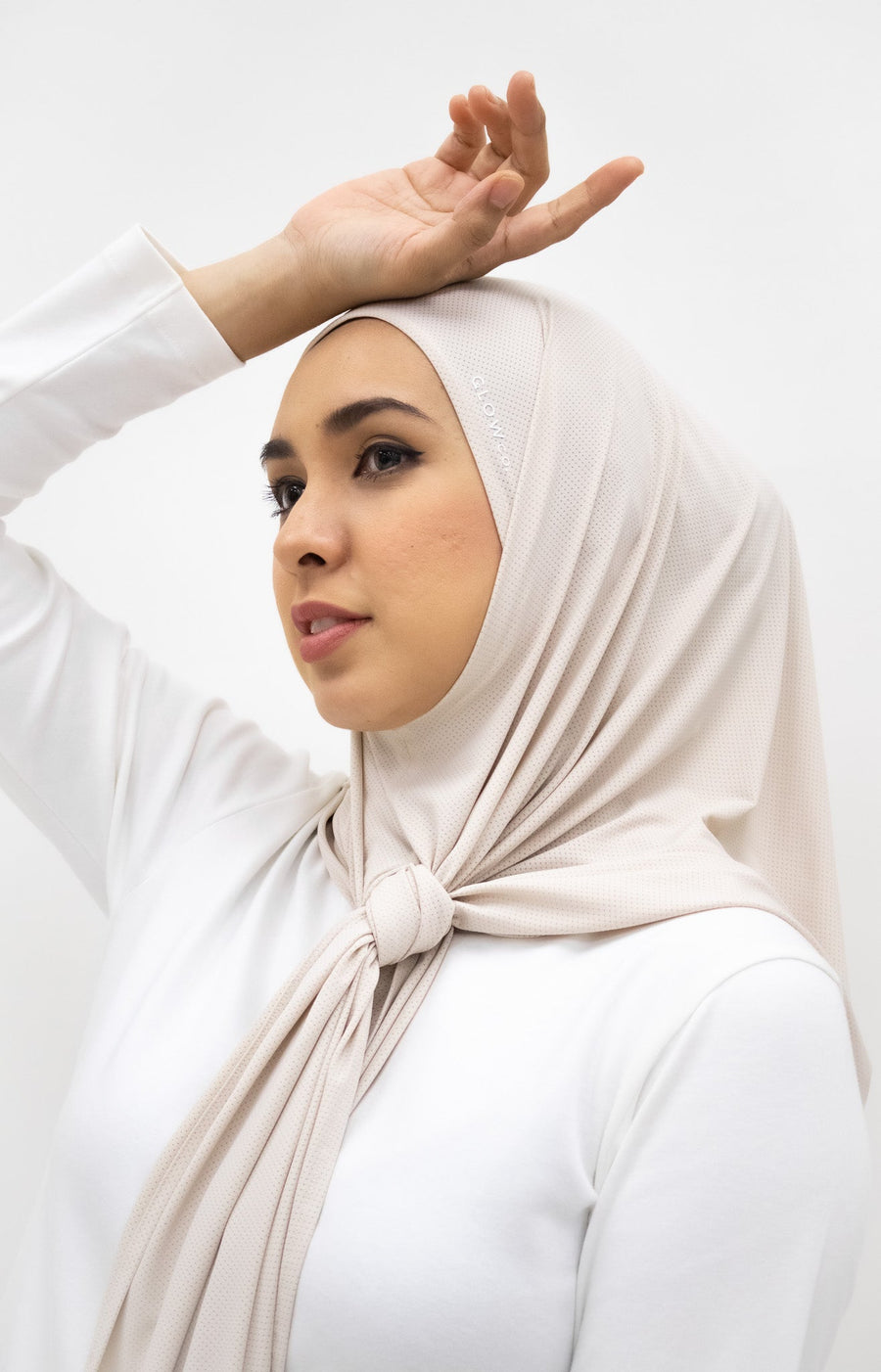 Sports Hijabs GLOWco Exclusive Air Mesh Tri Scarf in Soft Pearl