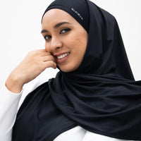 Sports Hijabs GLOWco Exclusive Air Waffle Instant Tri Scarf (With Inner) in Black