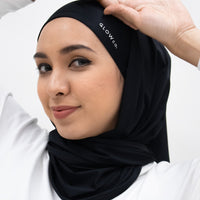 Sports Hijabs GLOWco Exclusive Air Waffle Instant Tri Scarf (With Inner) in Black