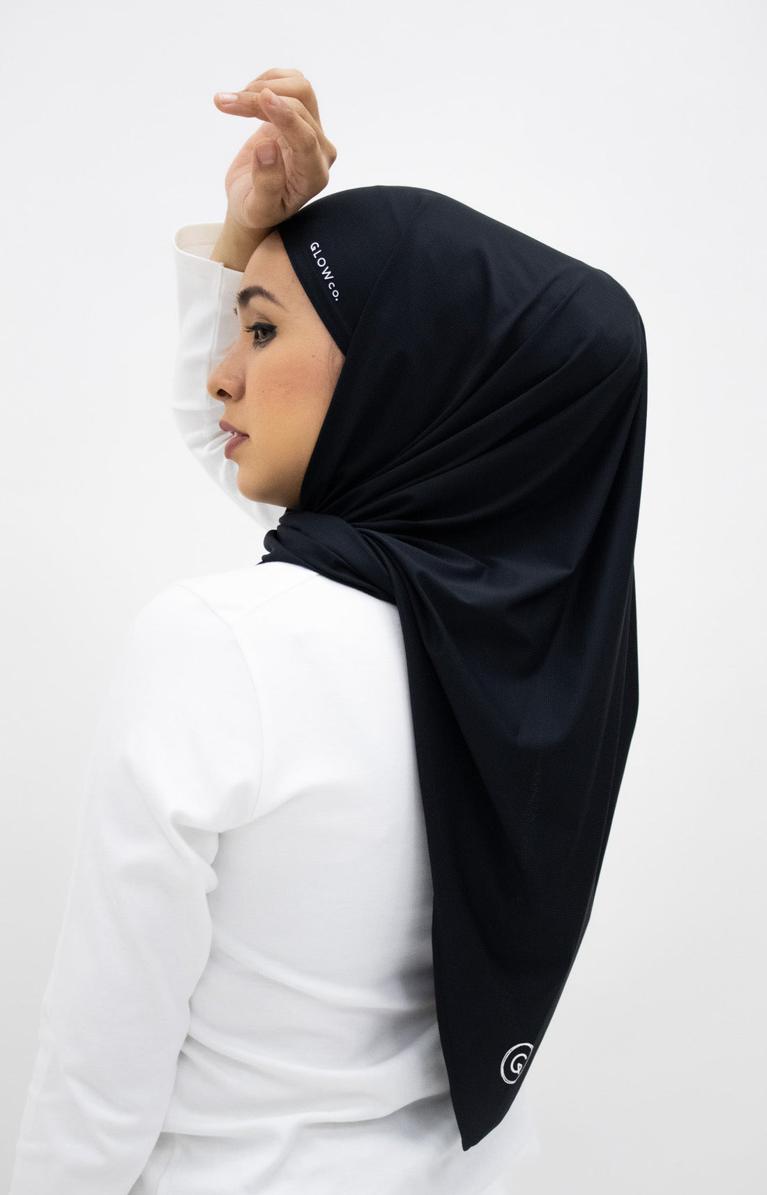 Sports Hijabs GLOWco Exclusive Air Waffle Instant Tri Scarf (With Inner) in Black