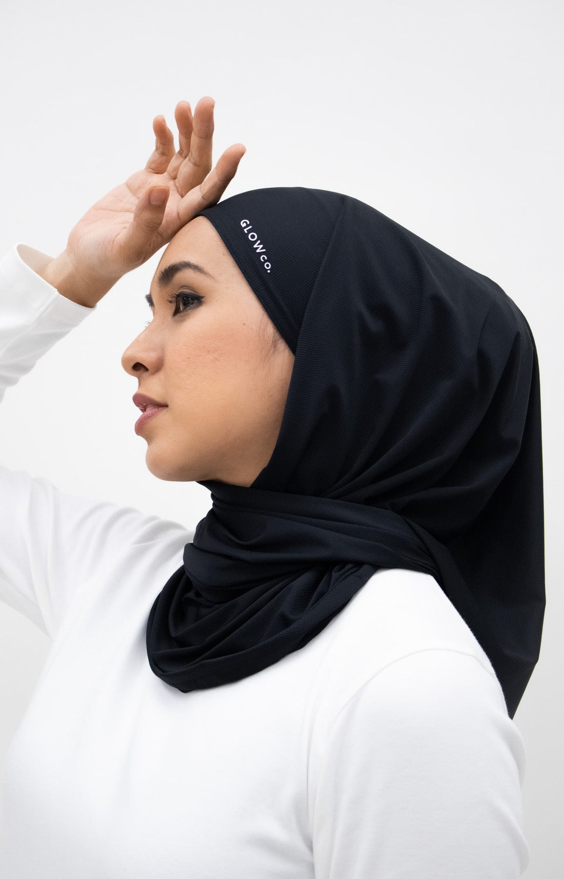 Sports Hijabs GLOWco Exclusive Air Waffle Instant Tri Scarf (With Inner) in Black