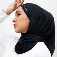 Sports Hijabs GLOWco Exclusive Air Waffle Instant Tri Scarf (With Inner) in Black