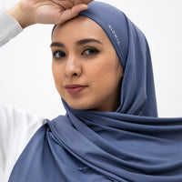 Sports Hijabs GLOWco Exclusive Air Waffle Instant Tri Scarf (With Inner) in Lakeside Blue