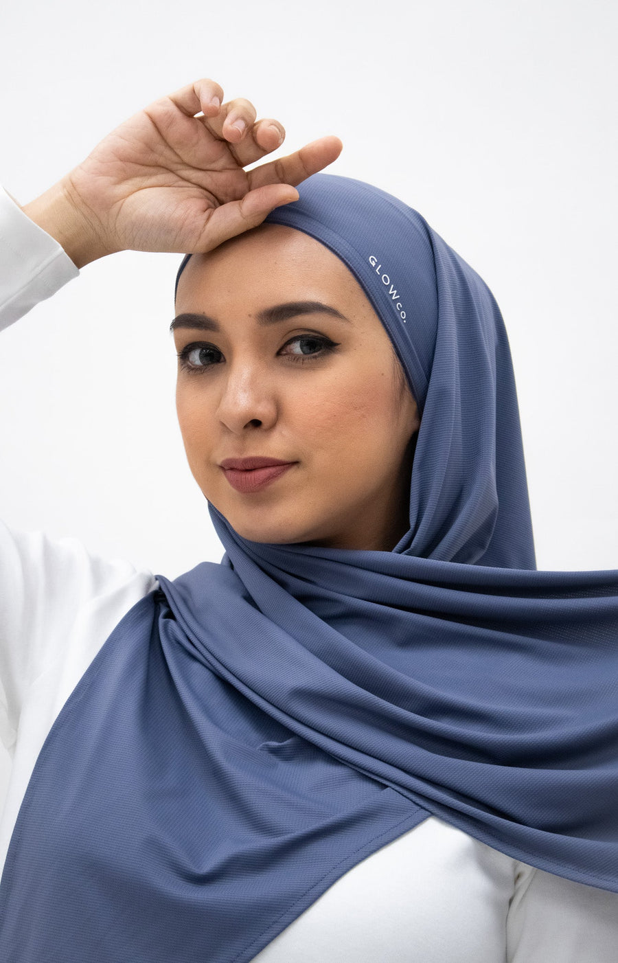 Sports Hijabs GLOWco Exclusive Air Waffle Instant Tri Scarf (With Inner) in Lakeside Blue