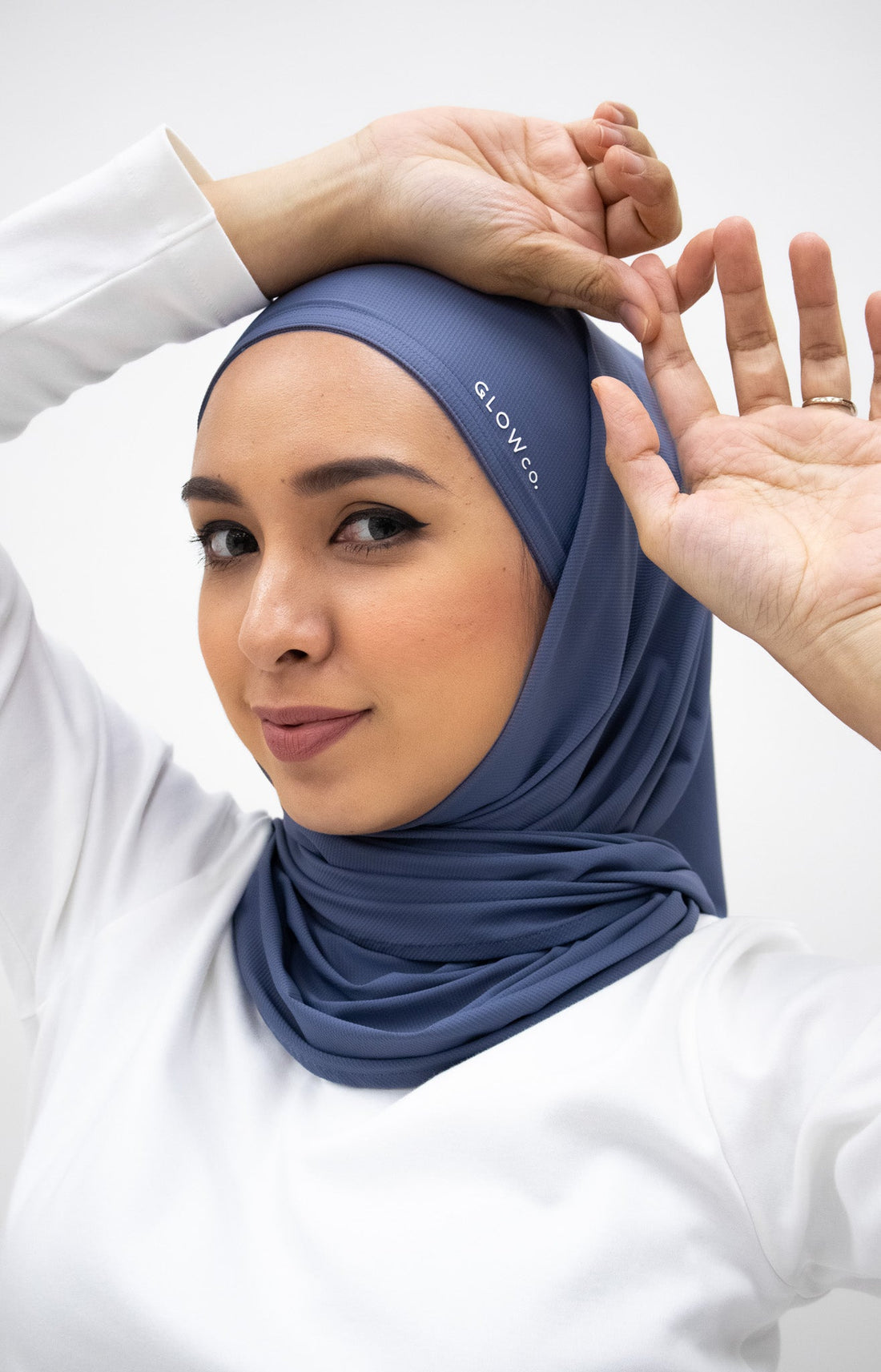 Sports Hijabs GLOWco Exclusive Air Waffle Instant Tri Scarf (With Inner) in Lakeside Blue