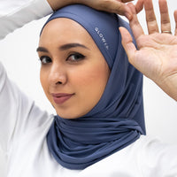 Sports Hijabs GLOWco Exclusive Air Waffle Instant Tri Scarf (With Inner) in Lakeside Blue