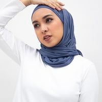 Sports Hijabs GLOWco Exclusive Air Waffle Instant Tri Scarf (With Inner) in Lakeside Blue