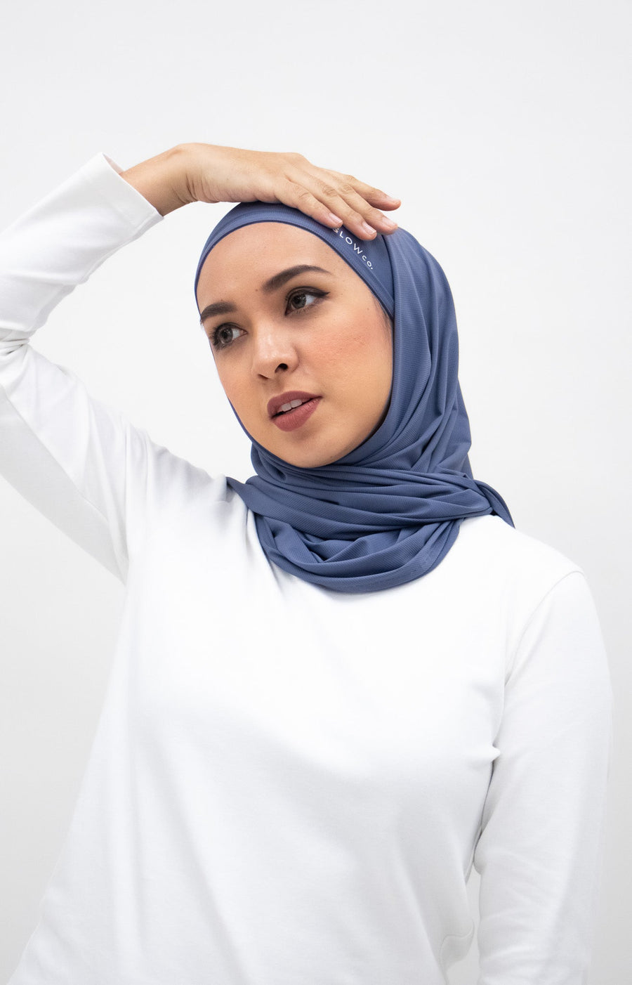 Sports Hijabs GLOWco Exclusive Air Waffle Instant Tri Scarf (With Inner) in Lakeside Blue