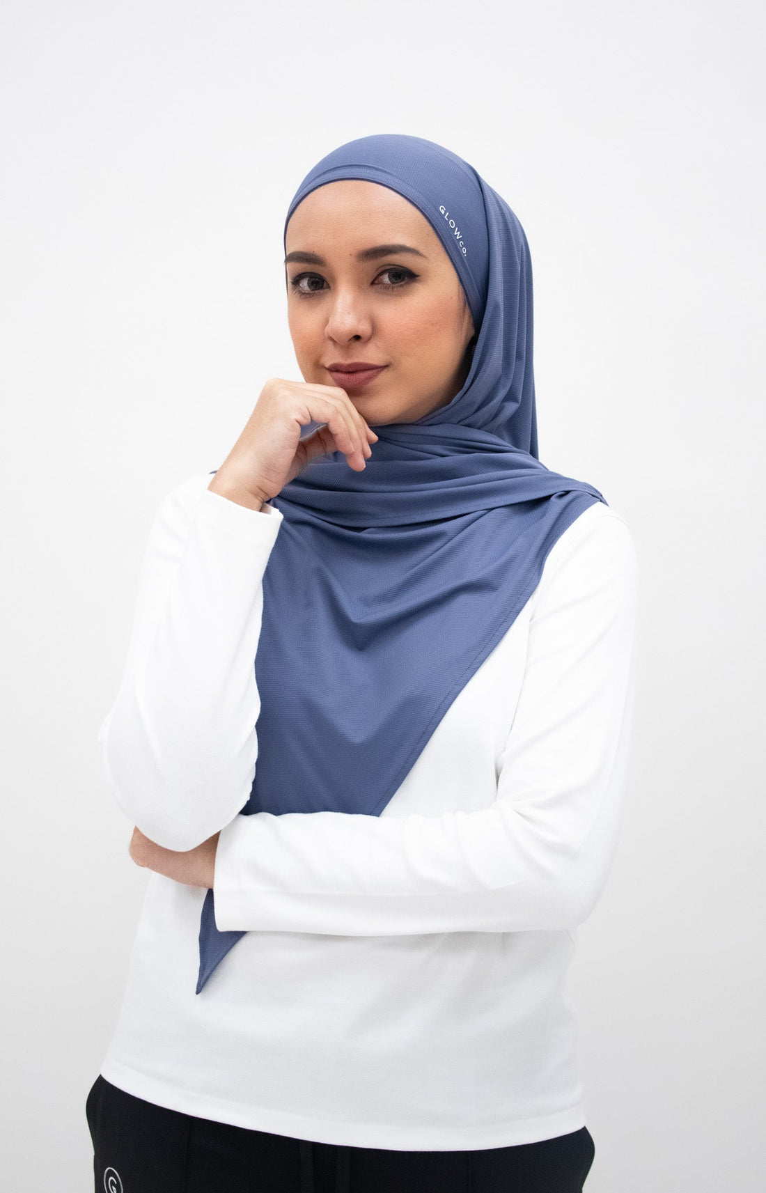 Sports Hijabs GLOWco Exclusive Air Waffle Instant Tri Scarf (With Inner) in Lakeside Blue