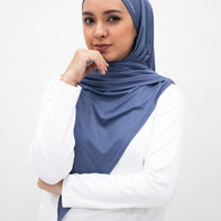 Sports Hijabs GLOWco Exclusive Air Waffle Instant Tri Scarf (With Inner) in Lakeside Blue