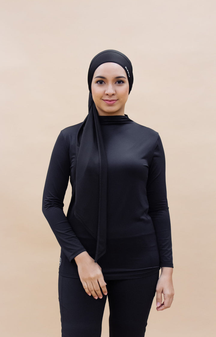 Innerwear GLOWco Exclusive AirLite InnerGlow Mock Neck Top in Black