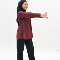 Tops GLOWco Exclusive Pleated Top in Cherry Red